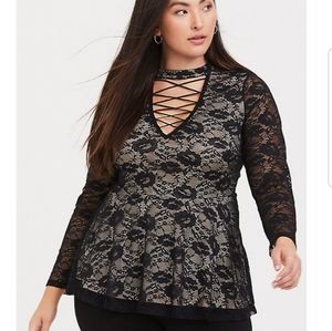Sexy Long Sleeved Lace Shirt From Torrid in 2x
